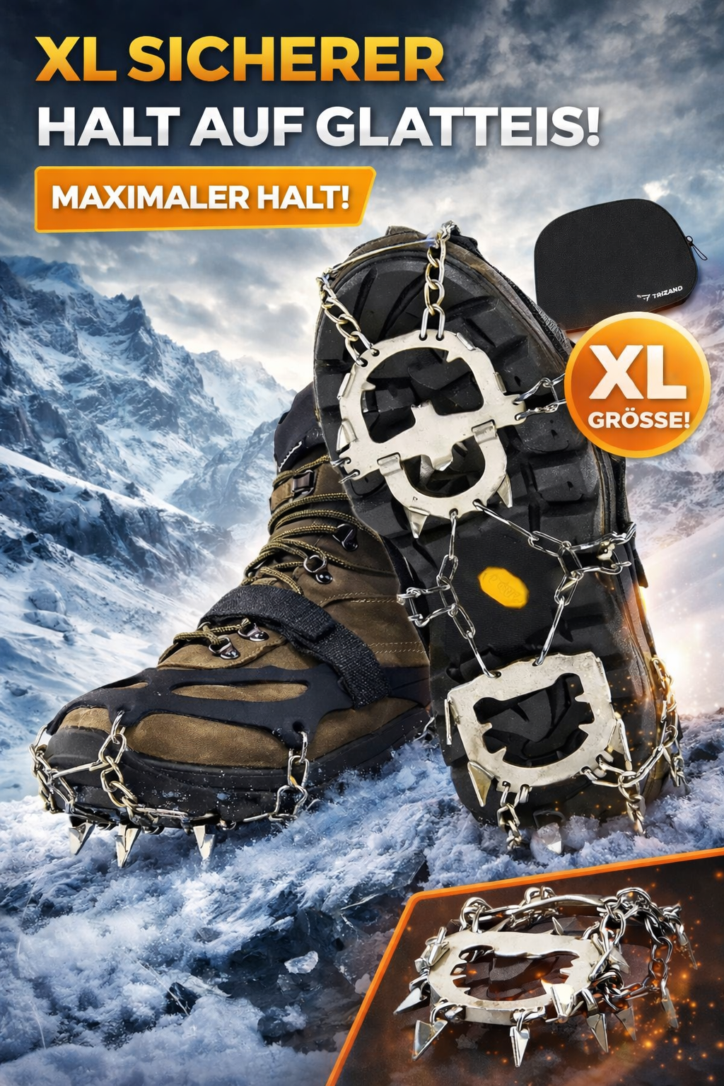 Schuhgriffe Anti-Rutsch-Spikes Größe L (40–44) – Sicher auf Eis & Schnee