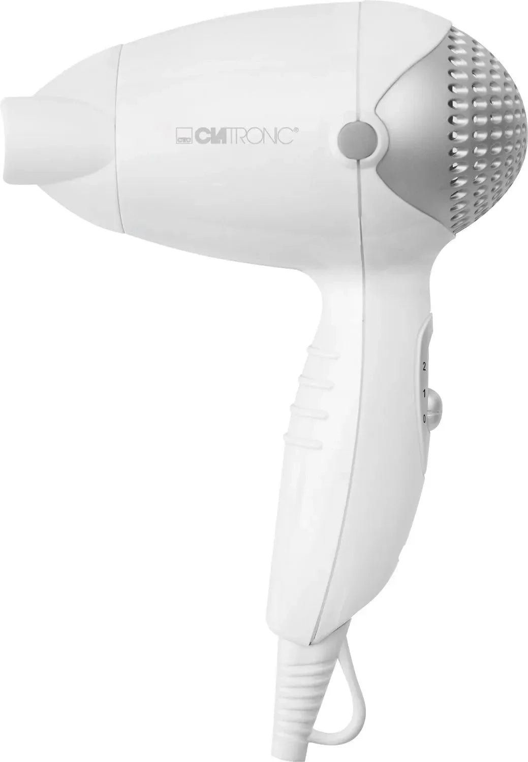 Clatronic® Reisehaartrockner | kompakte Größe | 1200 Watt | 2 Temperatur-/Leistungsstufen | Formdüse 360° drehbar (abnehmbar) | Aufhängeöse | Fön | HT 3393 schwarz oder weiß