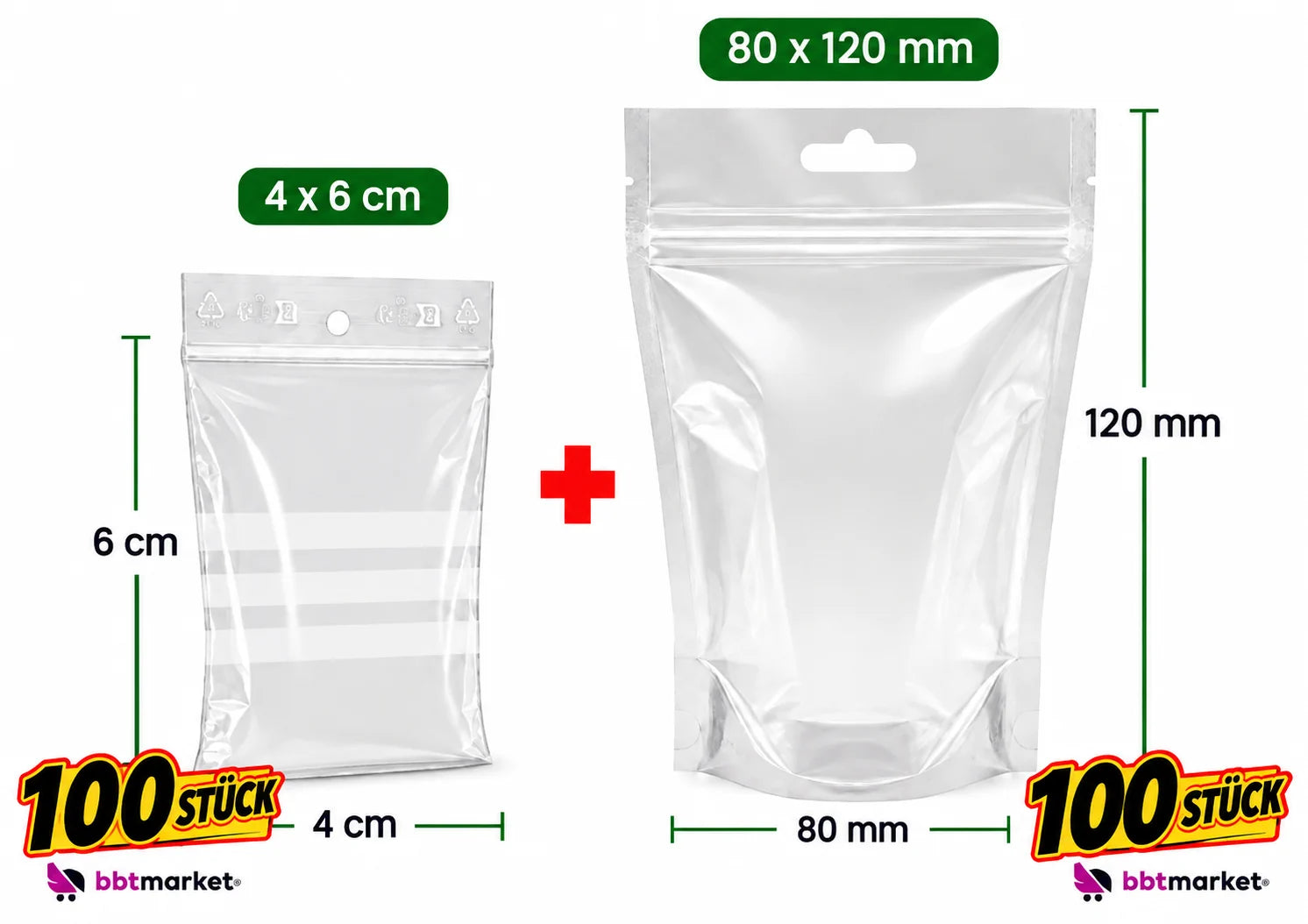 Druckverschlussbeutel ZIP Beutel Folienbeutel Transparent Wiederverschließbar Se