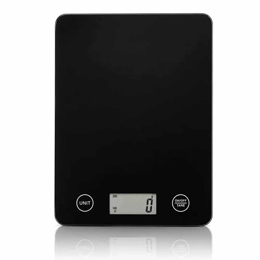 Digitale Küchenwaage bis 5 kg mit 1 g Genauigkeit – Glas Haushaltswaage mit LCD, Tara & Touch-Bedienung