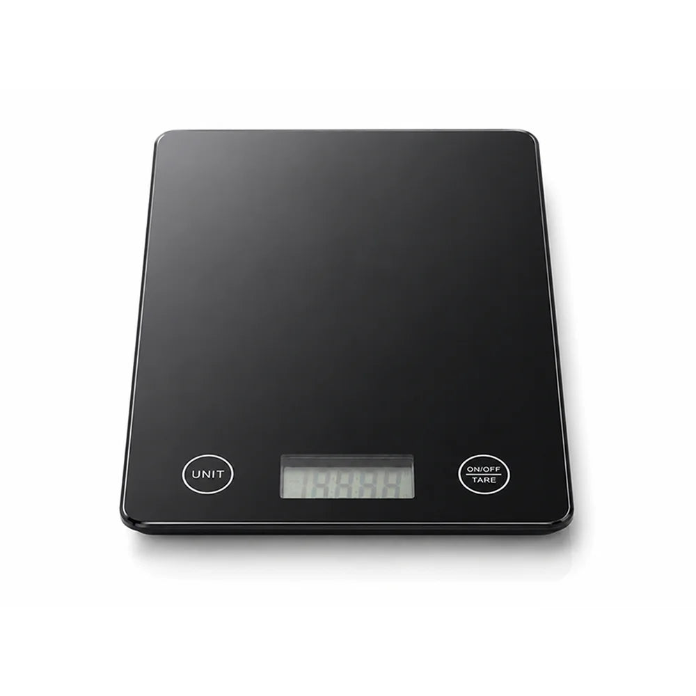 Digitale Küchenwaage bis 5 kg mit 1 g Genauigkeit – Glas Haushaltswaage mit LCD, Tara & Touch-Bedienung