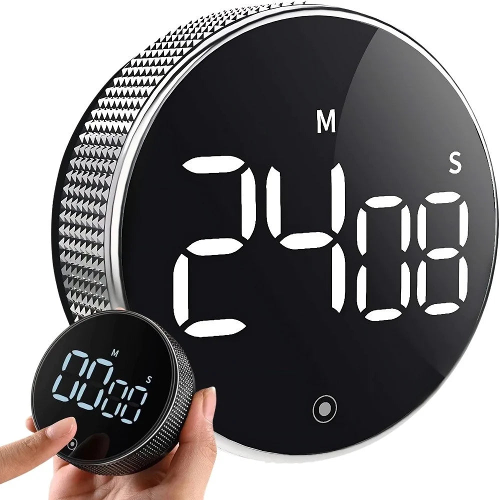 Digitaler Küchentimer mit Magnet – Elektronische Stoppuhr mit LED-Display, 3 Alarmstufen & Drehknopf – Für Küche, Training & Büro