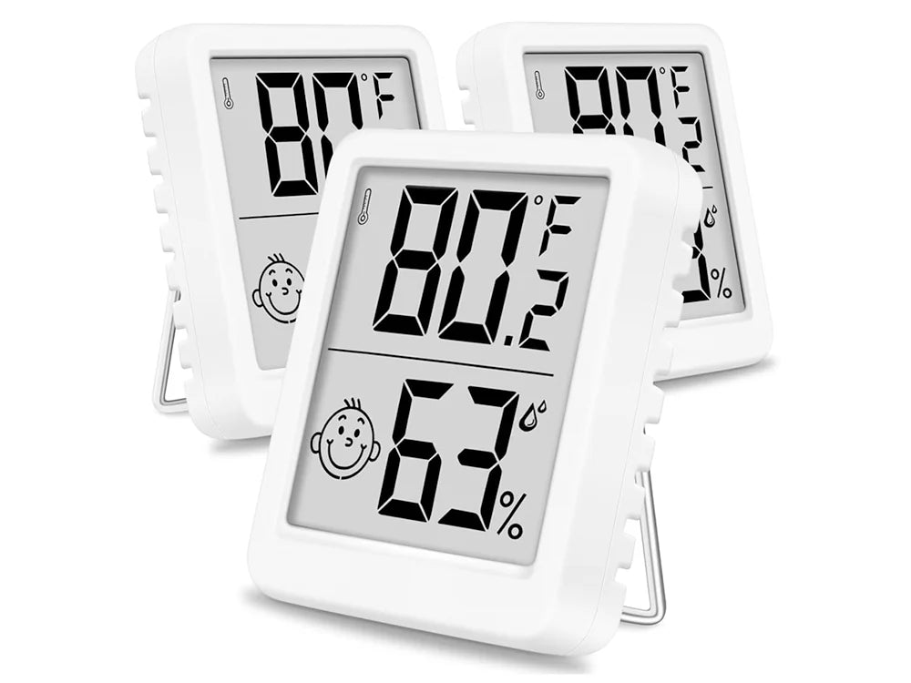 Digitales Thermometer Hygrometer mit LCD – Mini Raumklima-Messgerät mit Smiley-Anzeige & Magnet