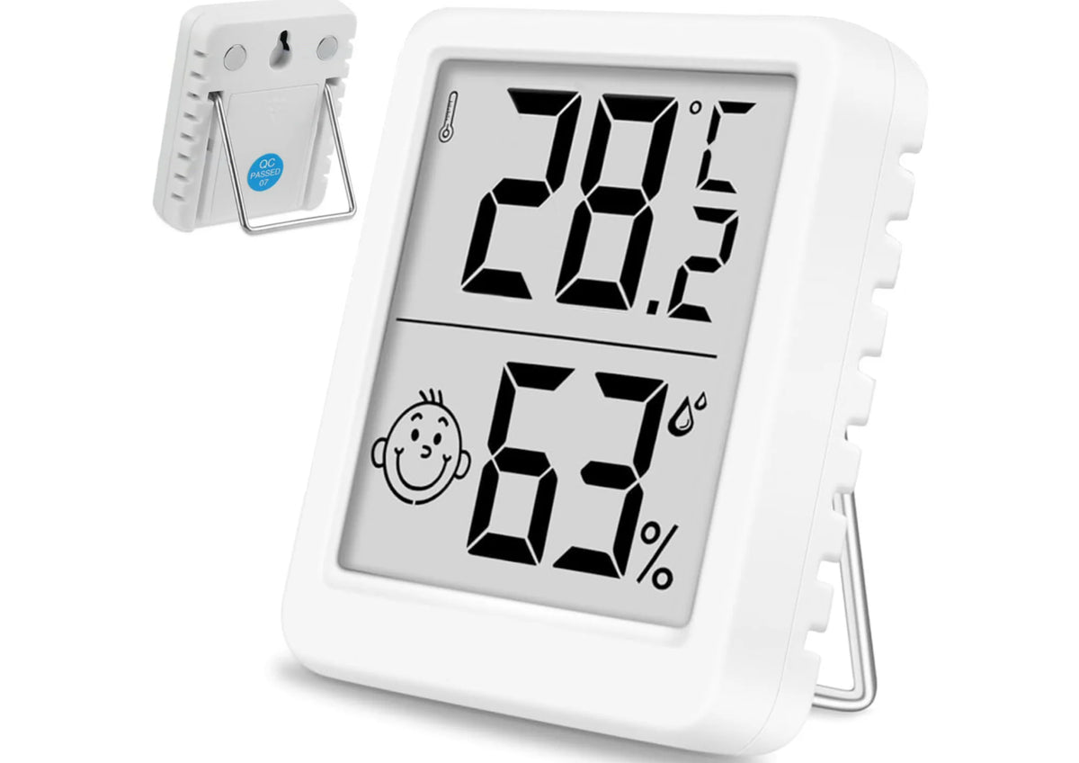 Digitales Thermometer Hygrometer mit LCD – Mini Raumklima-Messgerät mit Smiley-Anzeige & Magnet