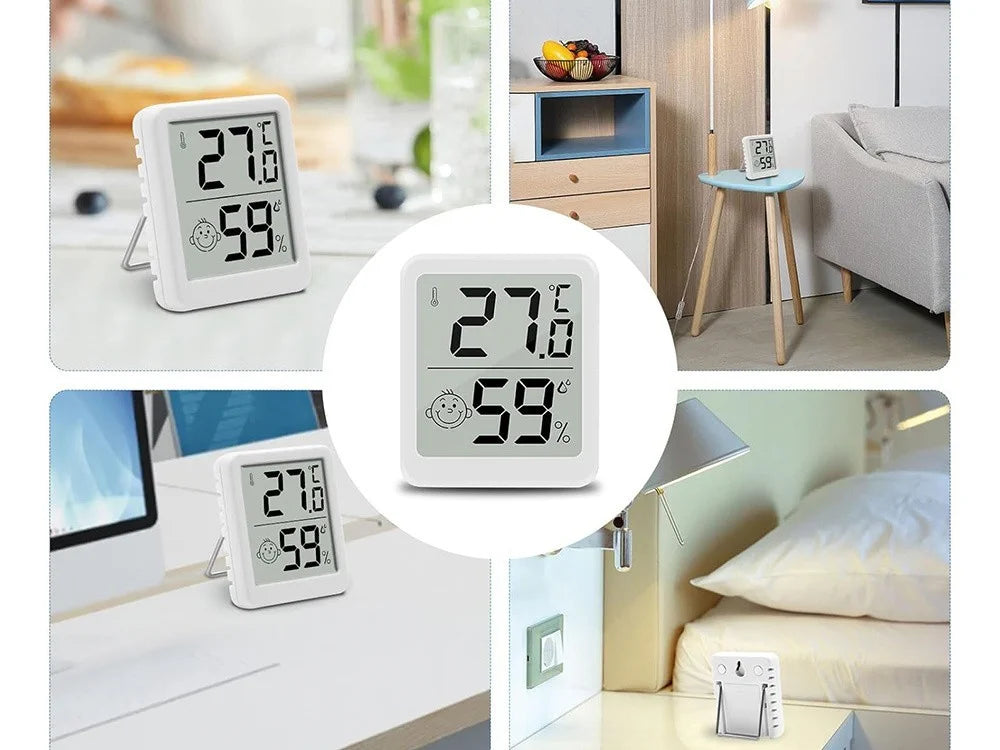 Digitales Thermometer Hygrometer mit LCD – Mini Raumklima-Messgerät mit Smiley-Anzeige & Magnet