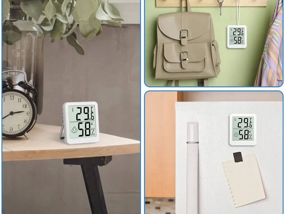Digitales Thermometer Hygrometer mit LCD – Mini Raumklima-Messgerät mit Smiley-Anzeige & Magnet
