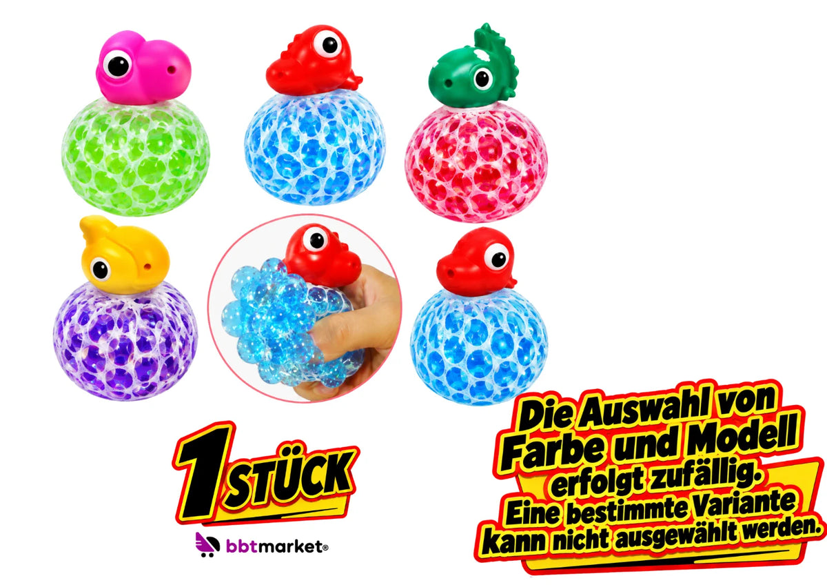Dino Squishy Glitzer Quetschball Fidget Spielzeug Mesh Ball 65mm 1/3 Stück