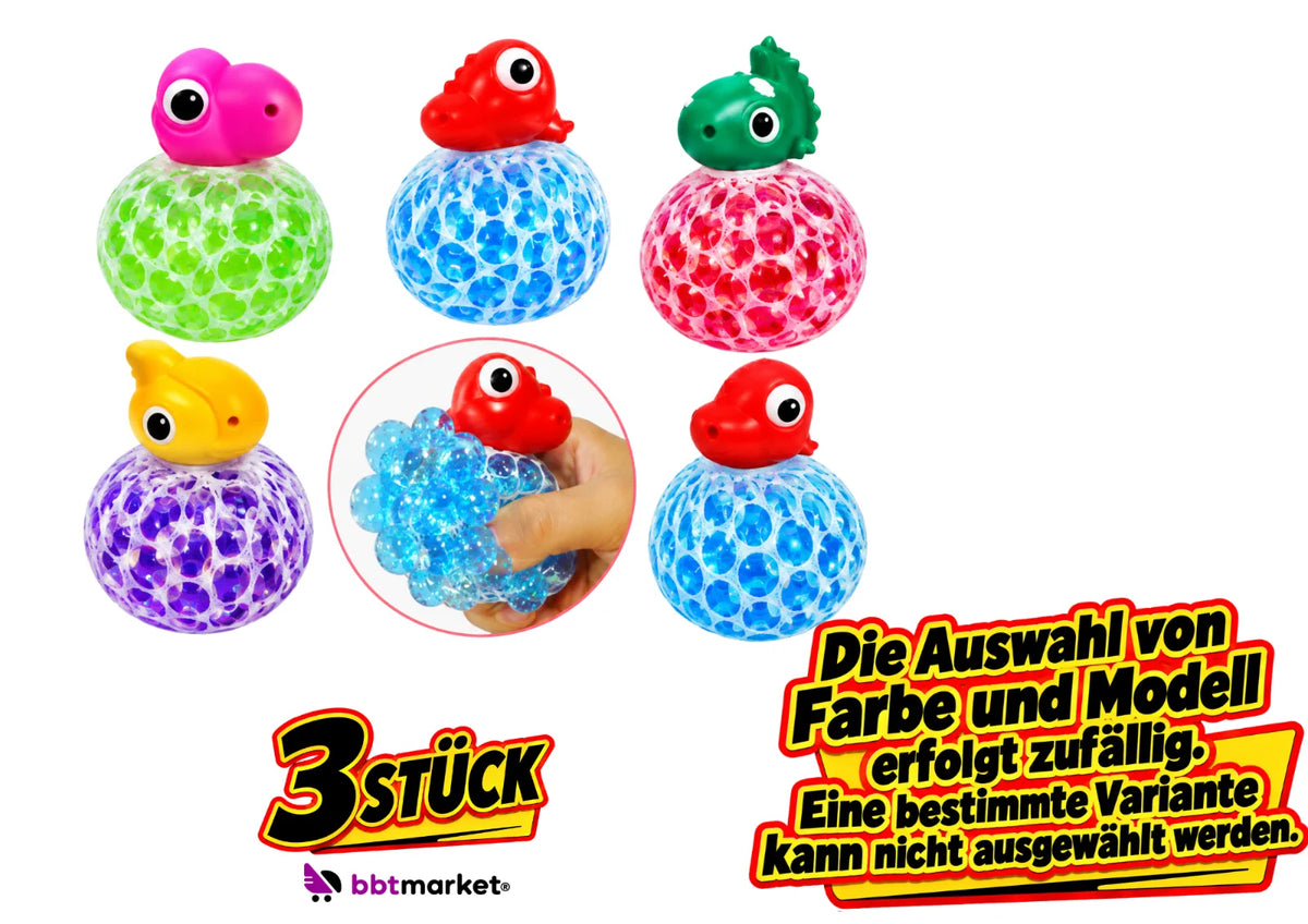 Dino Squishy Glitzer Quetschball Fidget Spielzeug Mesh Ball 65mm 1/3 Stück