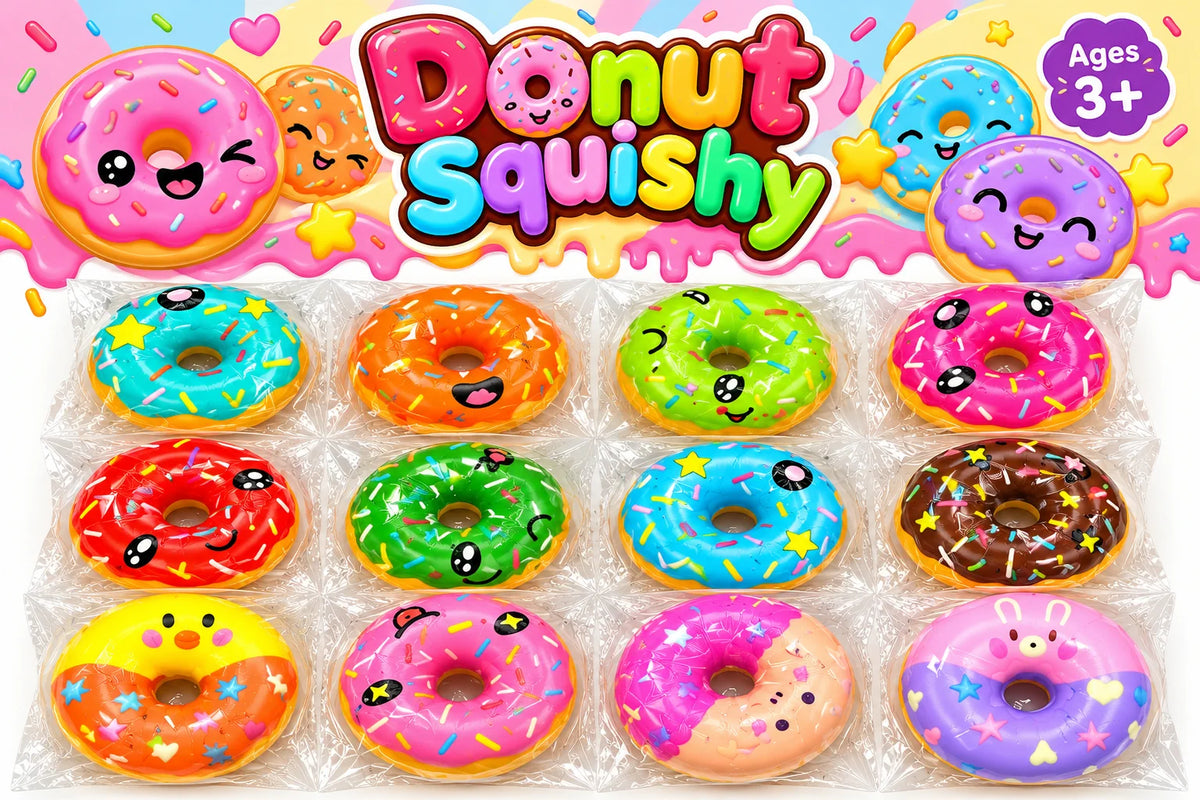 Donut Squishy Fidget Toy Knautschspielzeug Geschenk Mitgebsel Bunt 1/3 Stück