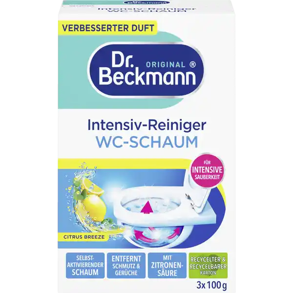 Dr. Beckmann WC Aktivschaum 3x100g Intensiv Toilettenreiniger Selbstaktiv