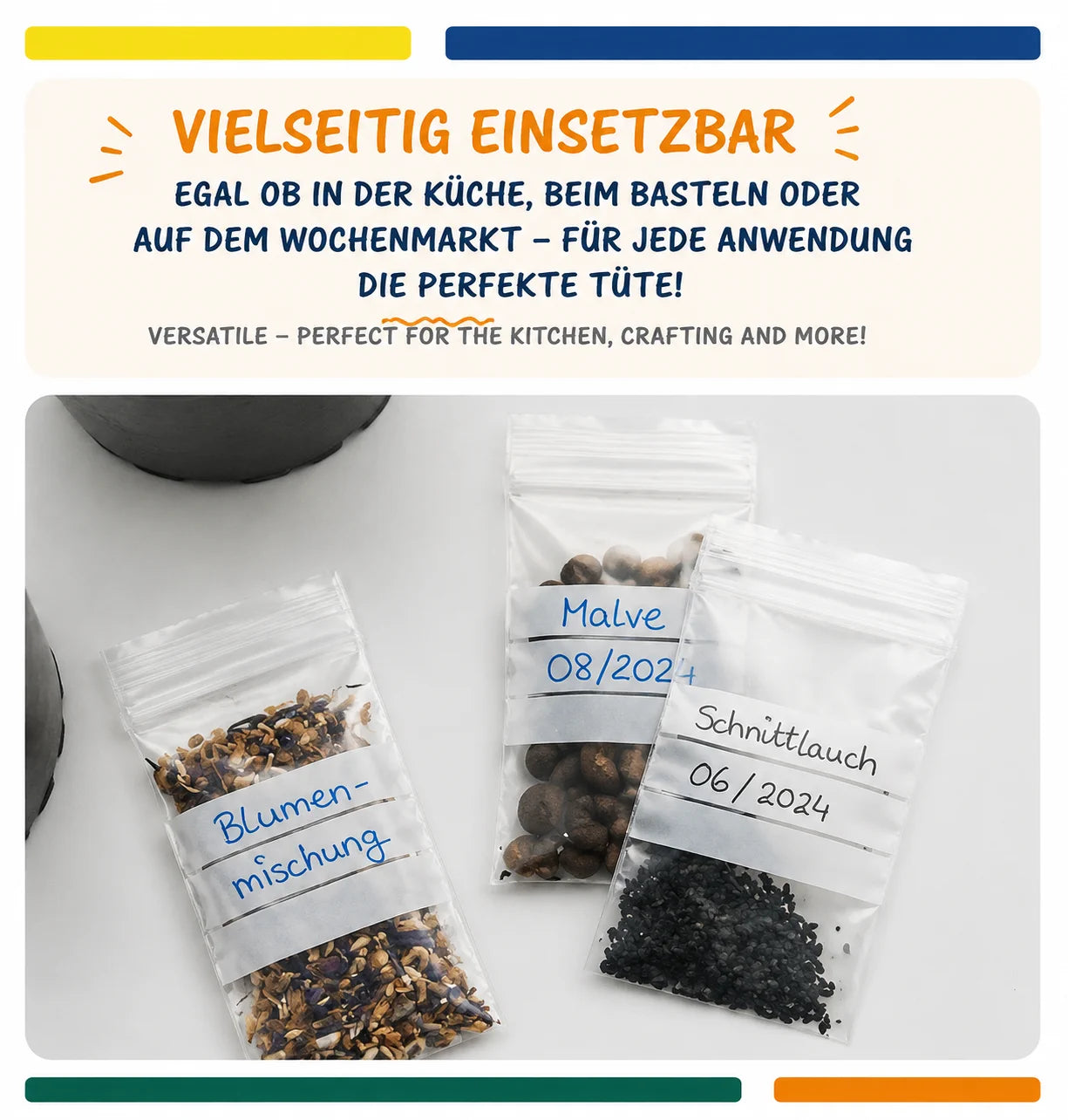 Druckverschlussbeutel ZIP Beutel Folienbeutel Transparent Wiederverschließbar Se