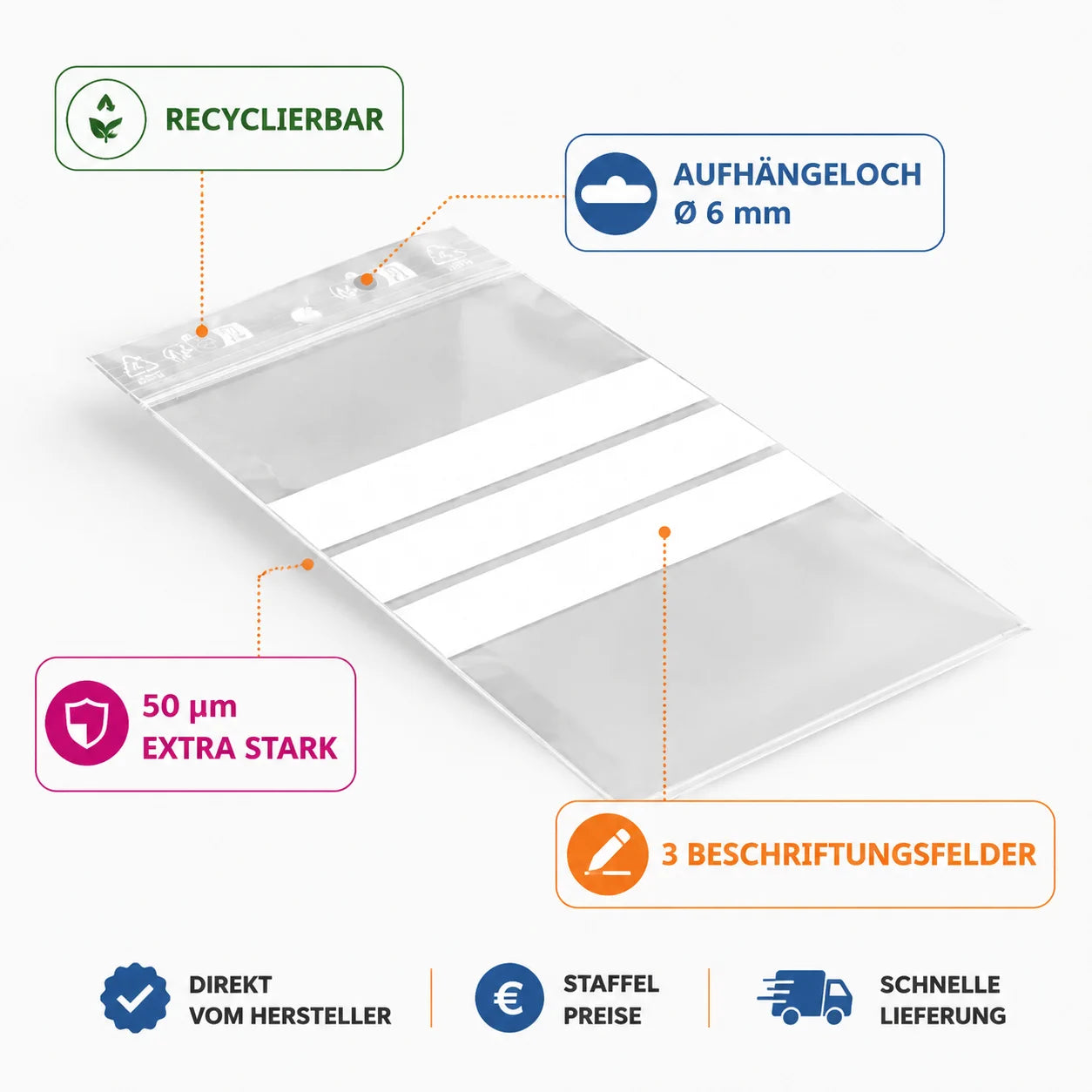 Druckverschlussbeutel ZIP Beutel Folienbeutel Transparent Wiederverschließbar Se