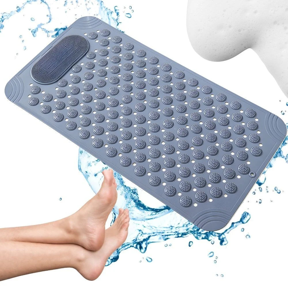 Duschmatte Antirutsch 69x35,5cm Grau Badewannenmatte Saugnäpfe Massage PVC
