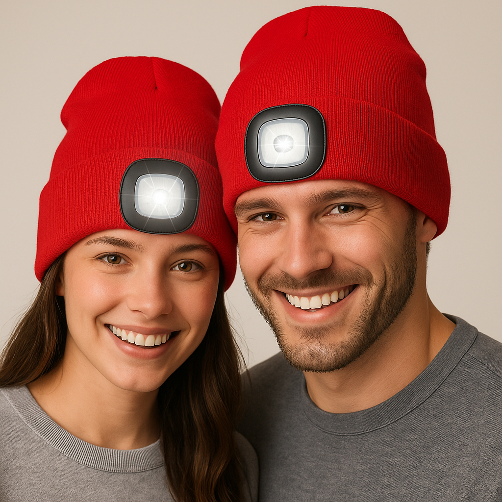 Wintermütze warme Strickmütze mit LED Licht aufladbar USB Beanie Portwest Mütze