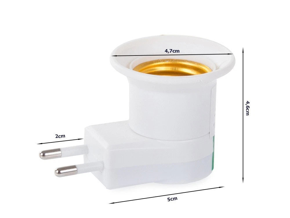 E27 Glühbirnen Adapter mit Schalter 230V – Steckdosenadapter Weiß Kunststoff