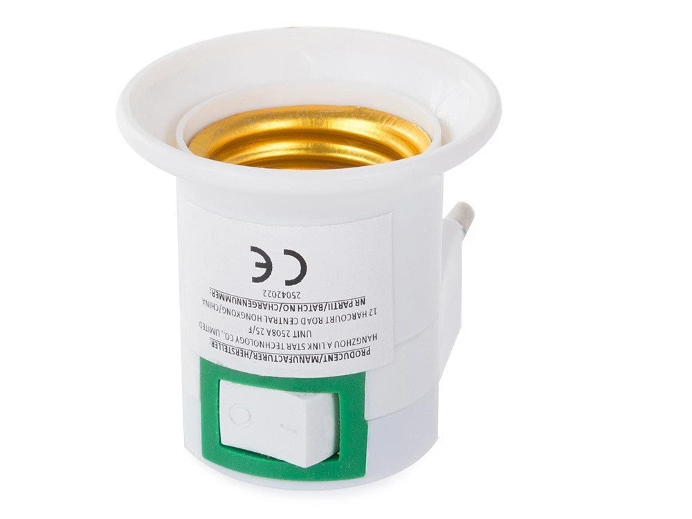 E27 Glühbirnen Adapter mit Schalter 230V – Steckdosenadapter Weiß Kunststoff