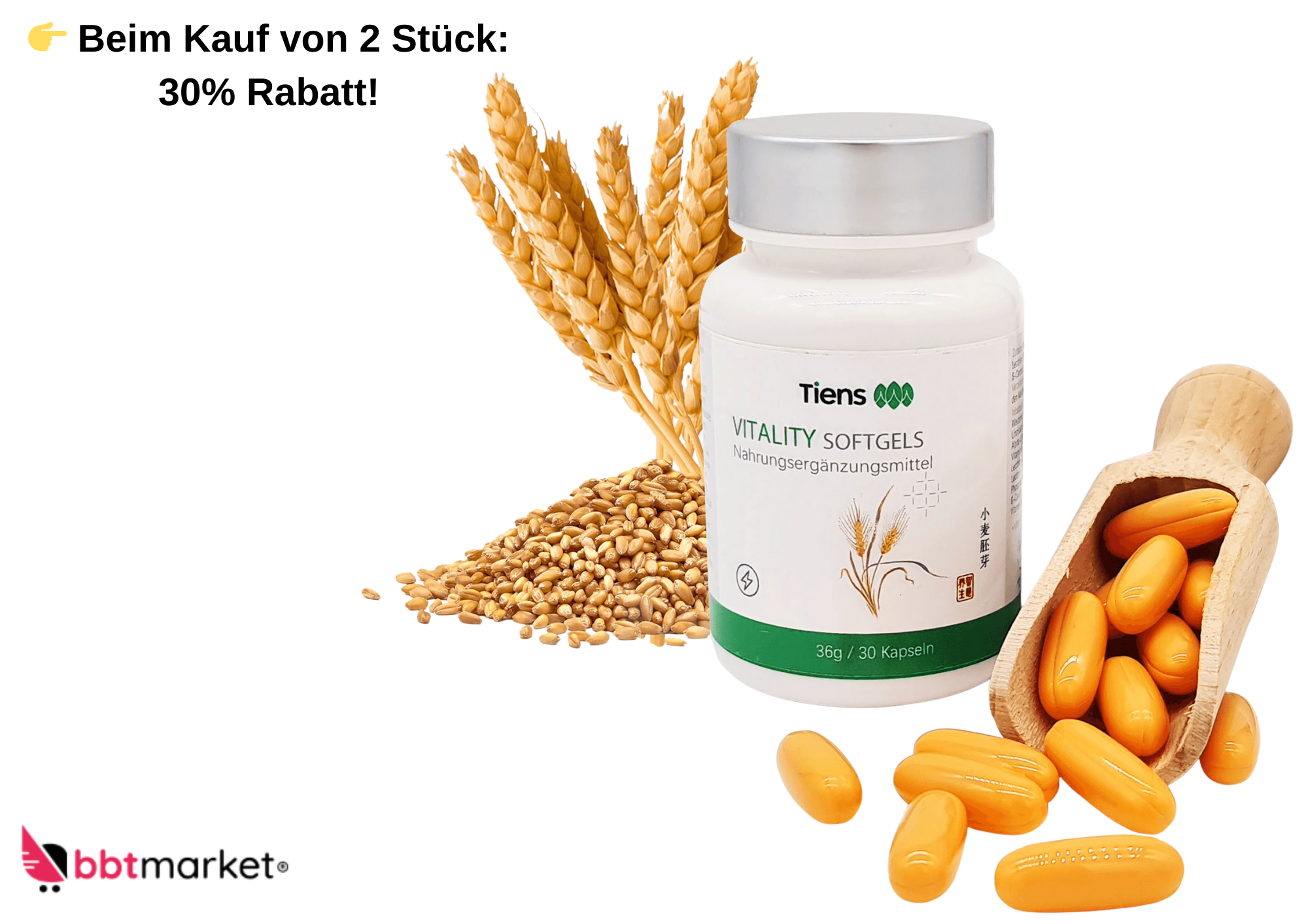 Tiens Vitality Softgels with cold-pressed wheat germ oil Omega-3 Vitamin E