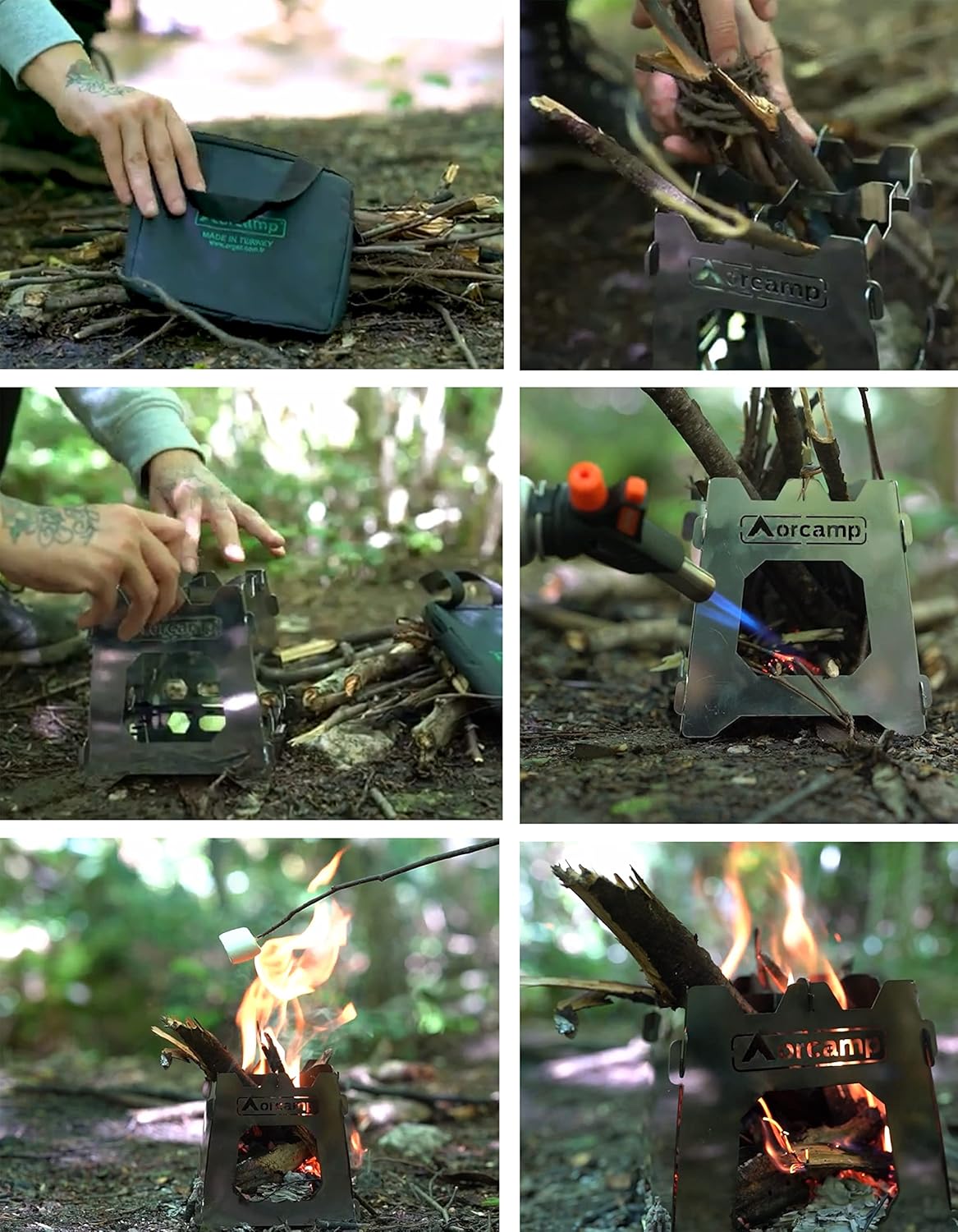 Tragbarer Edelstahl Campingkocher – Faltbarer Holzofen für Outdoor & Wandern