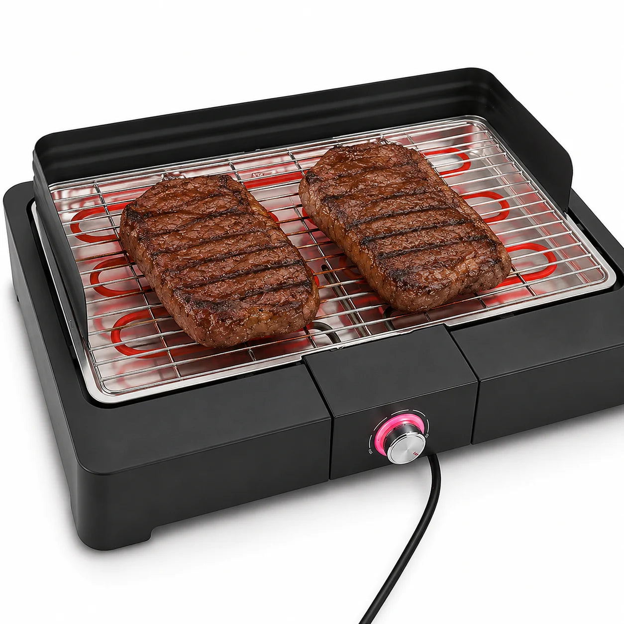SEVERIN PG 8565 Elektrogrill 2200 W – Tischgrill mit Edelstahl-Grillrost für Balkon, Garten und Innenbereich