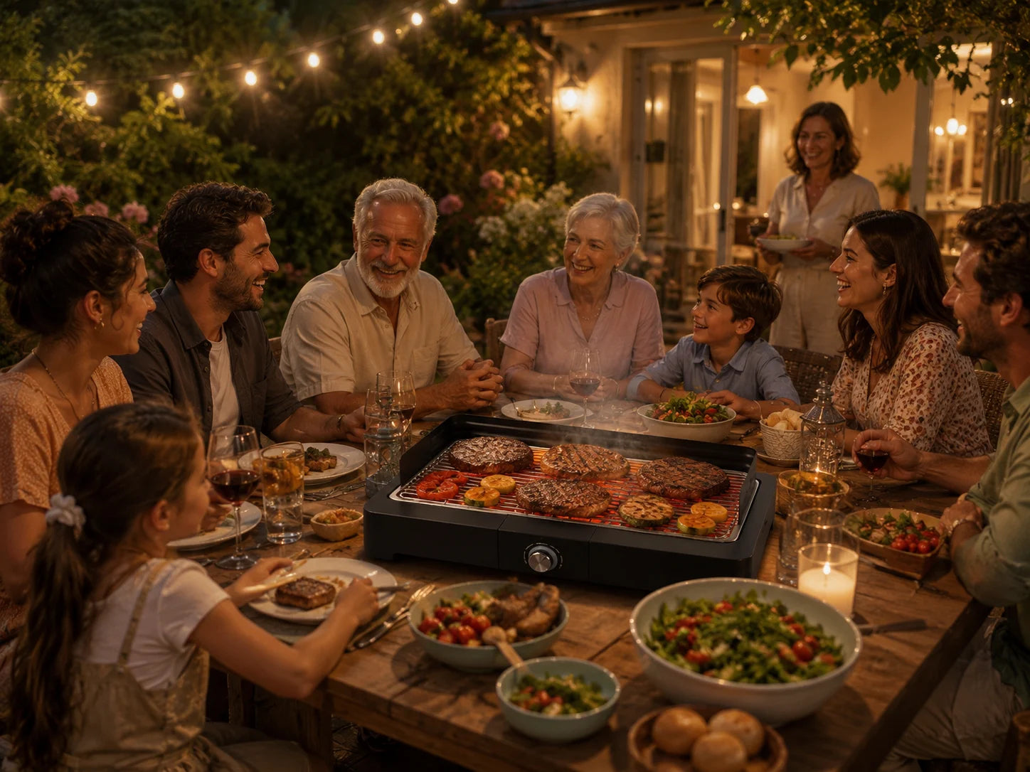 SEVERIN PG 8565 Elektrogrill 2200 W – Tischgrill mit Edelstahl-Grillrost für Balkon, Garten und Innenbereich