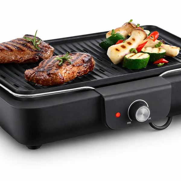 Elektrogrill Tischgrill 2200W Alu Grillplatte Innen Außen BBQ Grill