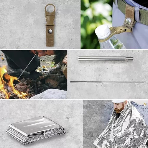 Emergency Survival Equipment Kit Outdoor Filter Tactical Hiking Camping SOS Tool