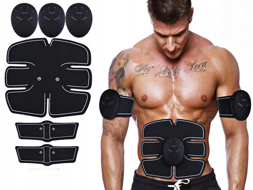 EMS Muskelstimulator 3in1 Set – Elektrostimulator für Bauch, Arme und Beine mit 6 Programmen