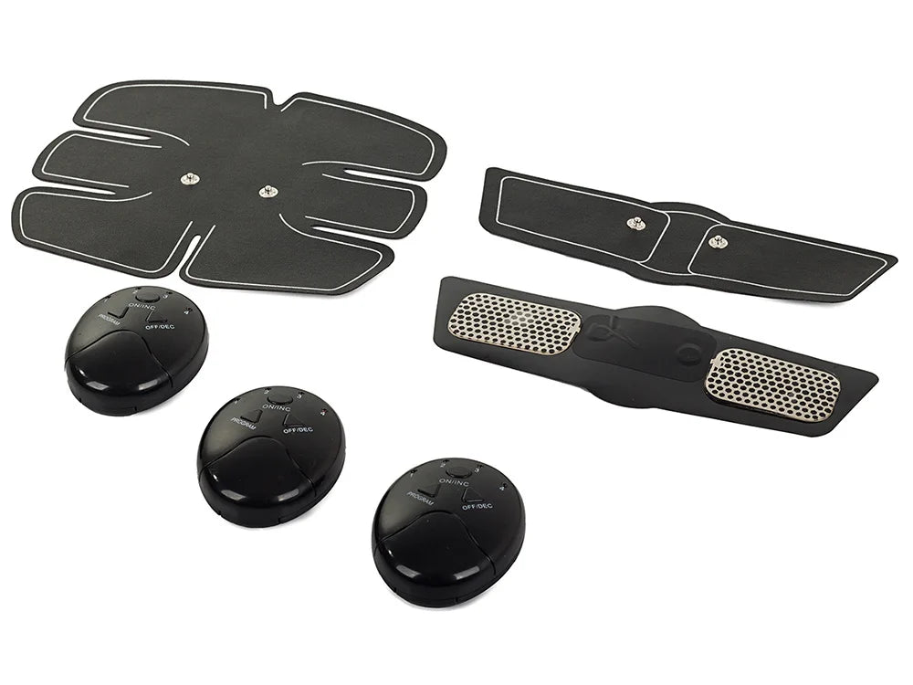 EMS Muskelstimulator 3in1 Set – Elektrostimulator für Bauch, Arme und Beine mit 6 Programmen