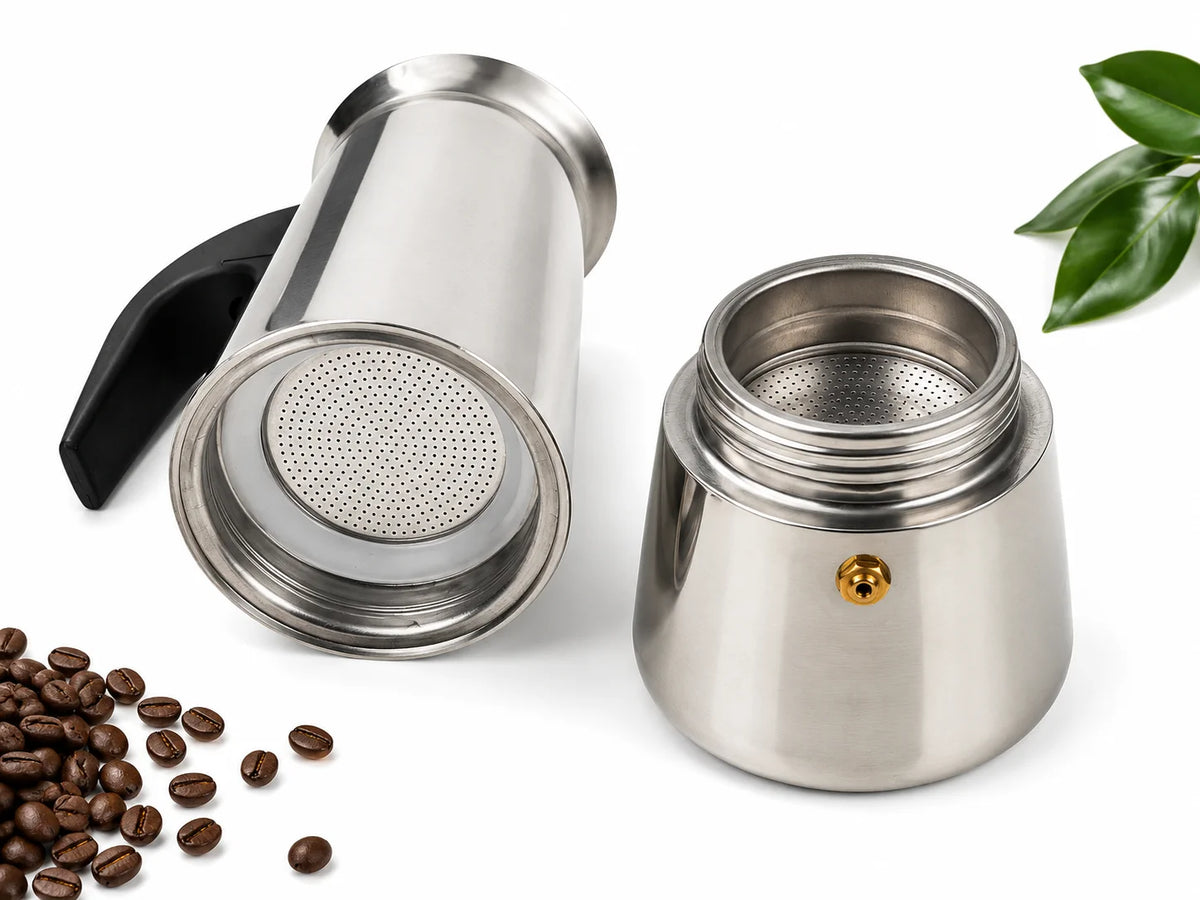 Espressokocher 300ml 6 Tassen Edelstahl Mokkakanne Kaffeekocher Induktion