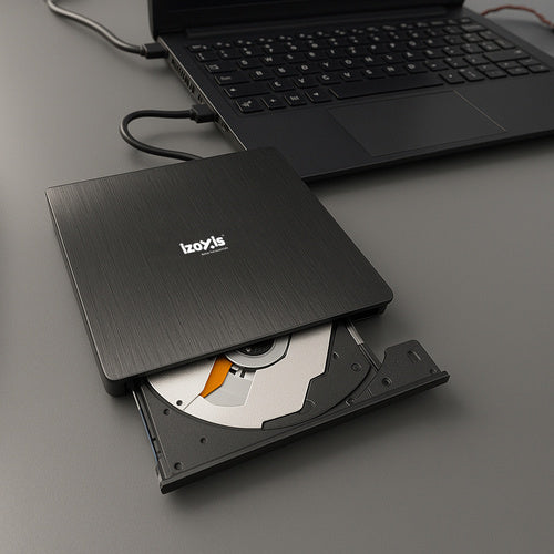 Externes USB CD/DVD Laufwerk – Tragbarer Brenner & Player für Laptop, PC & Mac   5907451330418