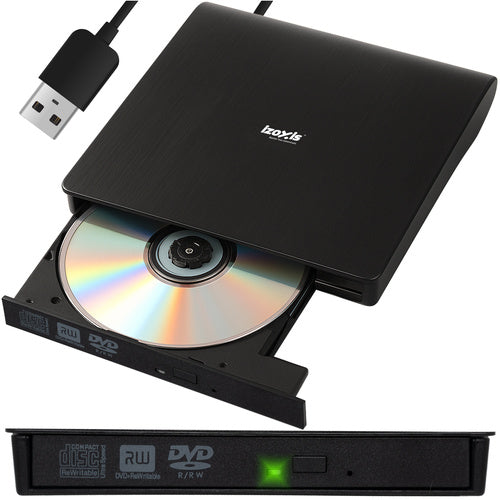 Externes USB CD/DVD Laufwerk – Tragbarer Brenner & Player für Laptop, PC & Mac   5907451330418