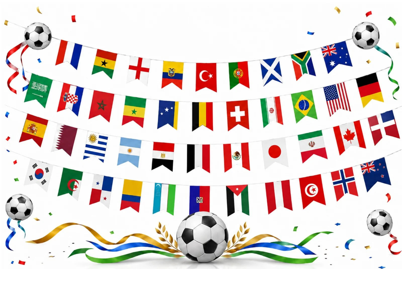 Fahnengirlande Länderflaggen Girlande 13m 48 Nationen WM EM Party Deko