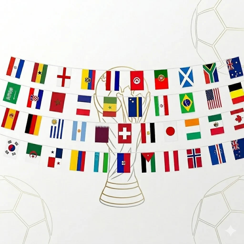 Fahnengirlande Länderflaggen Girlande 13m 48 Nationen WM EM Party Deko