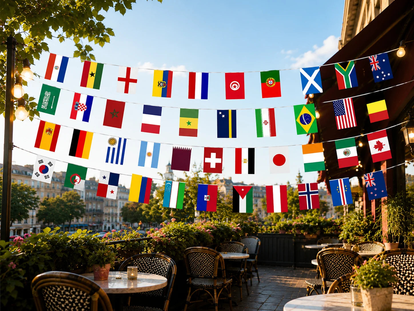 Fahnengirlande Länderflaggen Girlande 13m 48 Nationen WM EM Party Deko