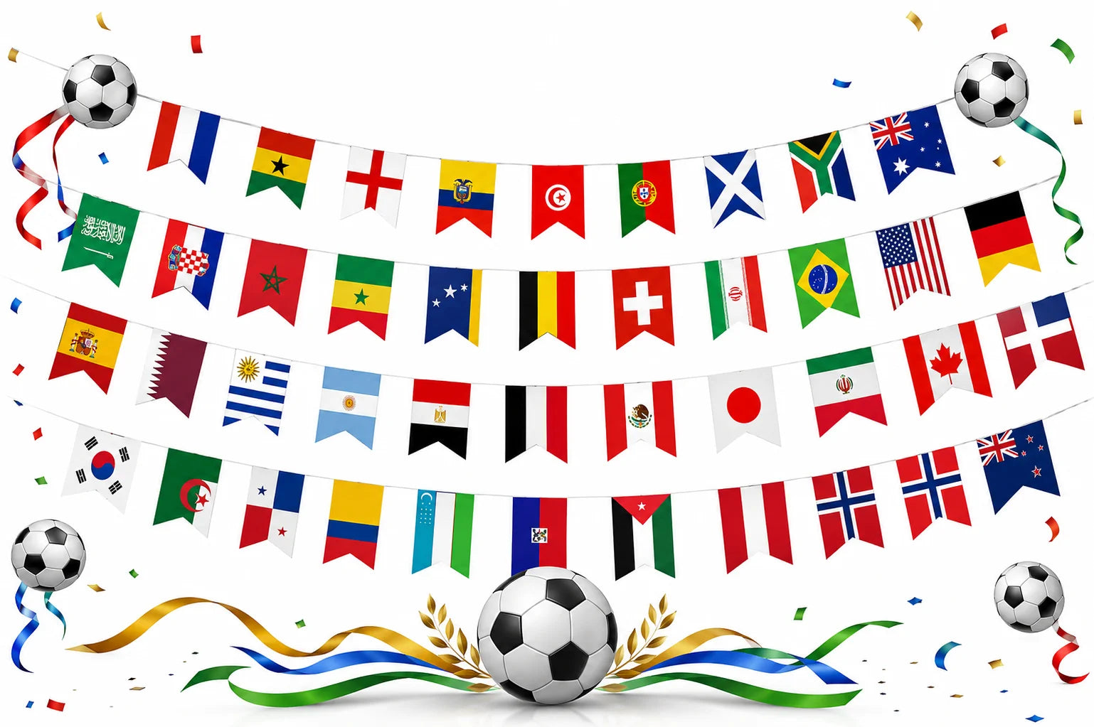 Fahnengirlande Länderflaggen Girlande 13m 48 Nationen WM EM Party Deko