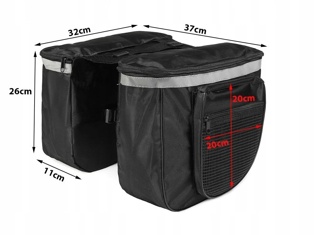 Fahrradtasche Gepäckträger 28L Doppelpacktasche 2 Fächer Reflektierend Schwarz
