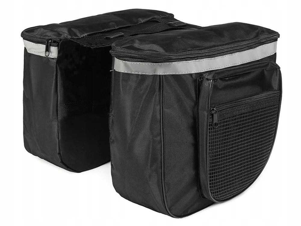 Fahrradtasche Gepäckträger 28L Doppelpacktasche 2 Fächer Reflektierend Schwarz