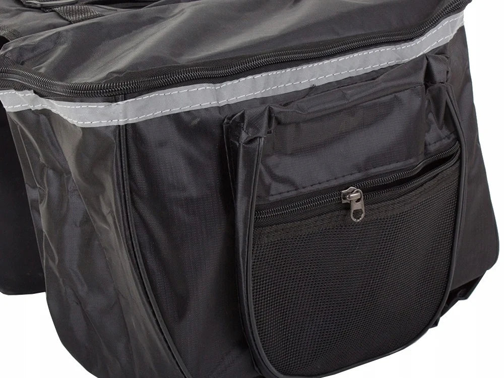 Fahrradtasche Gepäckträger 28L Doppelpacktasche 2 Fächer Reflektierend Schwarz