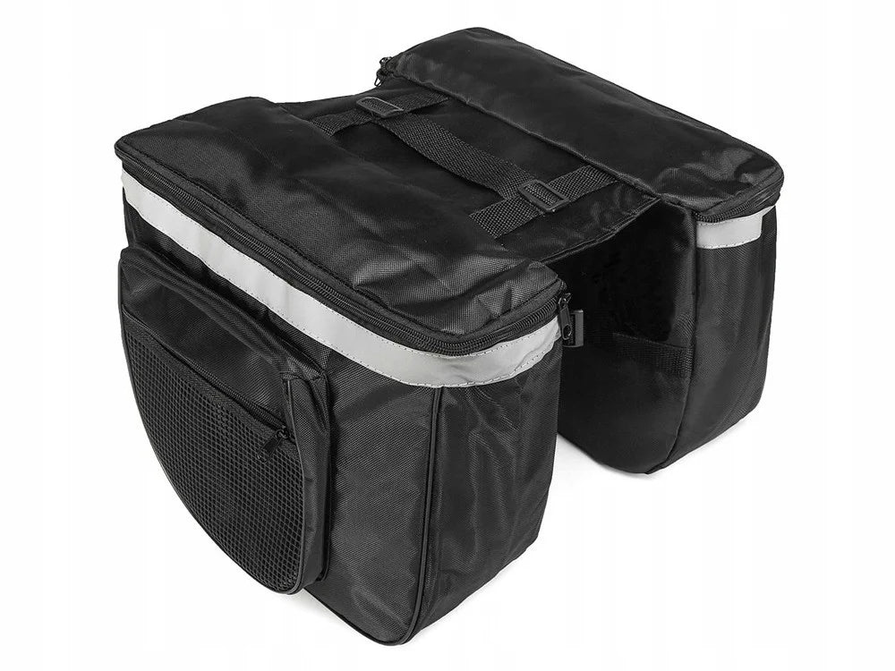 Fahrradtasche Gepäckträger 28L Doppelpacktasche 2 Fächer Reflektierend Schwarz