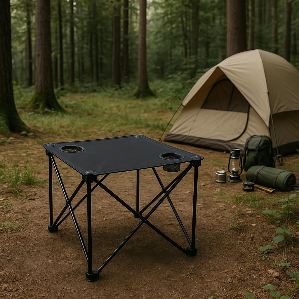 Faltbarer Campingtisch mit Getränkehalter & Tragetasche für Festival & Camping