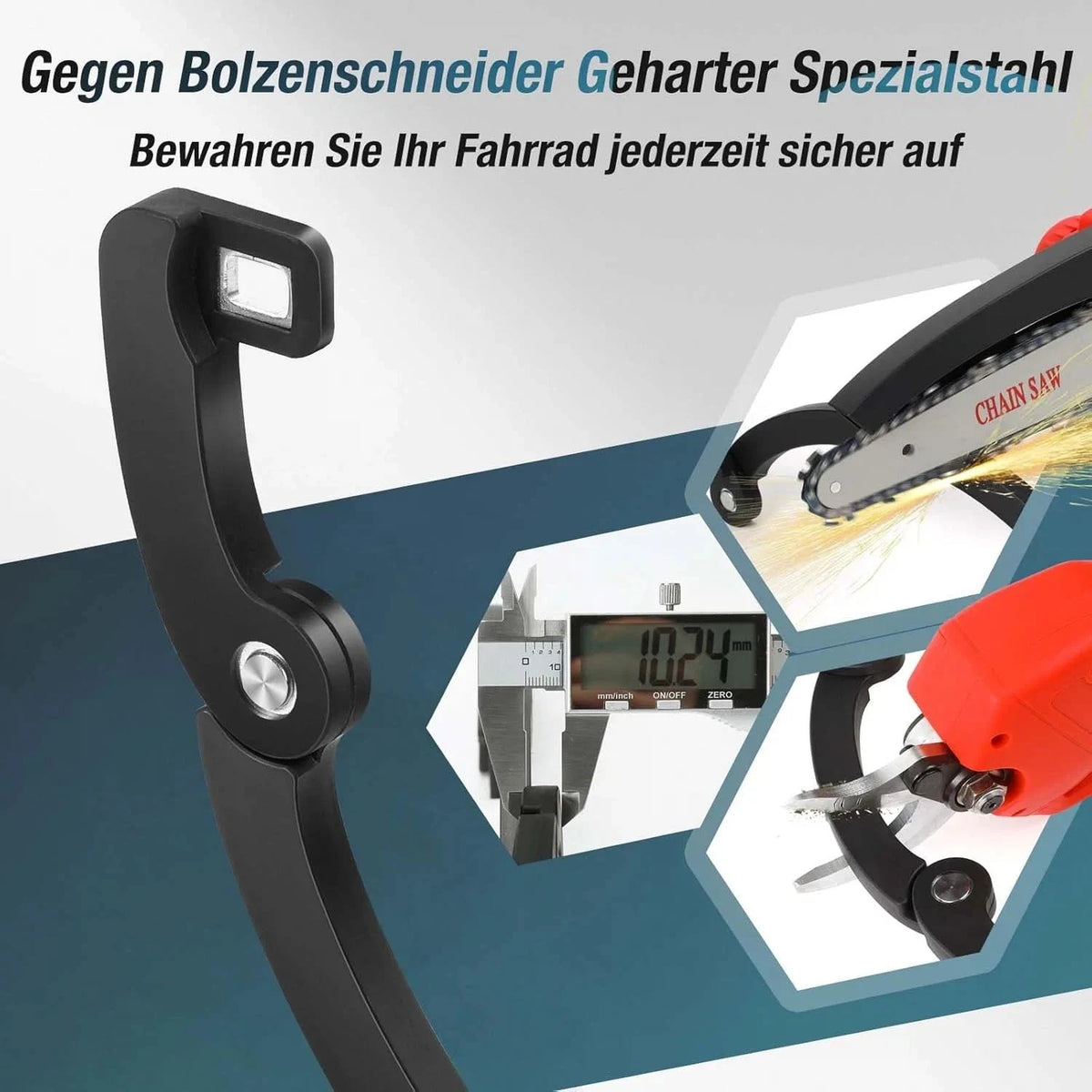 Faltschloss Fahrrad 100 cm aus Gehärtetem Carbonstahl – Fahrradschloss mit Halterung und 4 Schlüsseln für E-Bike, MTB und Rennrad