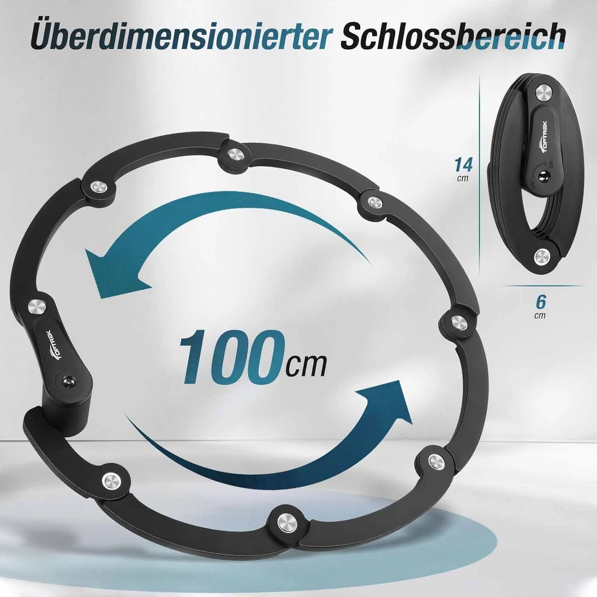 Faltschloss Fahrrad 100 cm aus Gehärtetem Carbonstahl – Fahrradschloss mit Halterung und 4 Schlüsseln für E-Bike, MTB und Rennrad