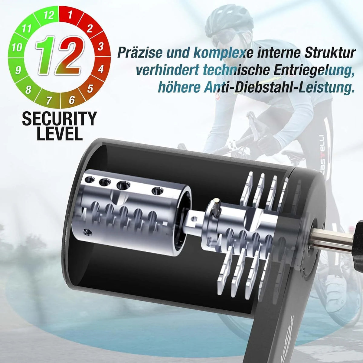 Faltschloss Fahrrad 100 cm aus Gehärtetem Carbonstahl – Fahrradschloss mit Halterung und 4 Schlüsseln für E-Bike, MTB und Rennrad