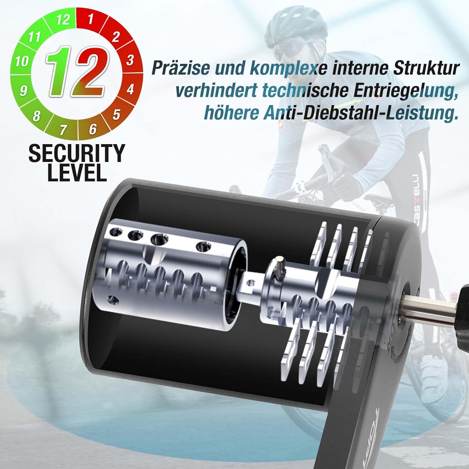 Faltschloss Fahrrad 100 cm aus Gehärtetem Carbonstahl – Fahrradschloss mit Halterung und 4 Schlüsseln für E-Bike, MTB und Rennrad