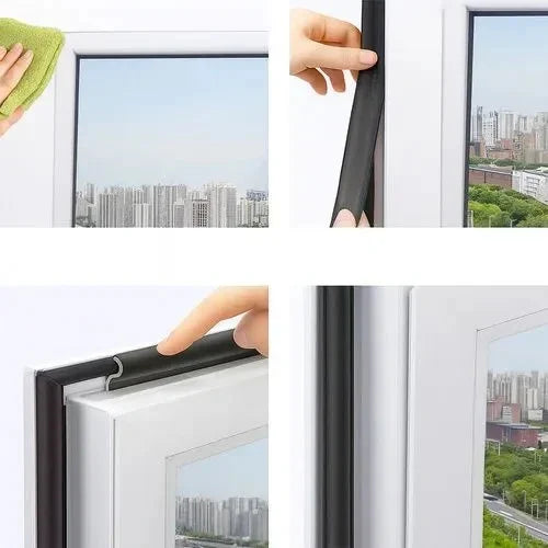 RUHHY Fensterdichtung 400 cm Selbstklebend Schwarz Türdichtung Zugluftdichtung Dichtband