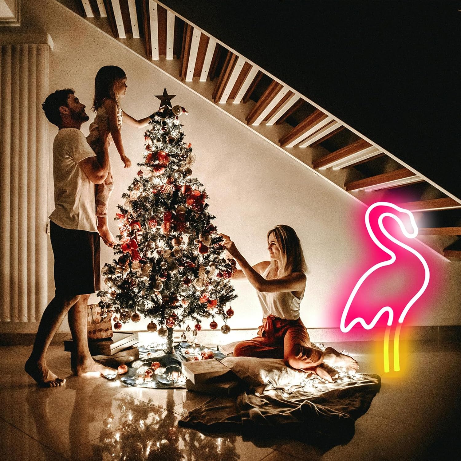 Flamingo LED Neonlicht – USB & Batteriebetriebenes Wandlicht für Bad & Zimmer