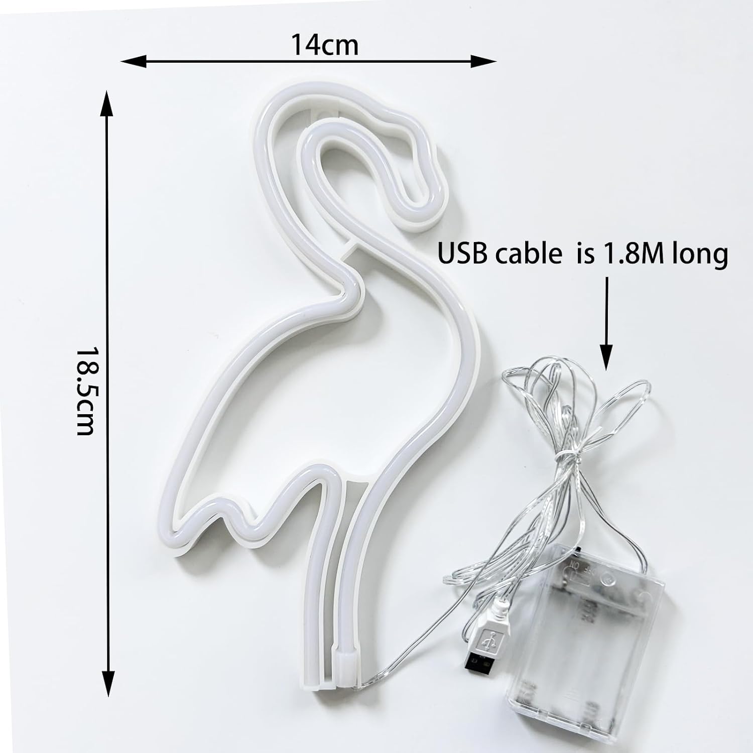 Flamingo LED Neonlicht – USB & Batteriebetriebenes Wandlicht für Bad & Zimmer