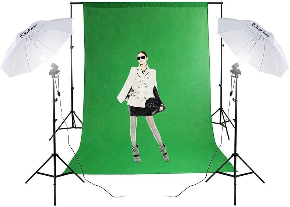 Fotostudio Set Greenscreen 2x3m Hintergrundsystem mit LED Licht