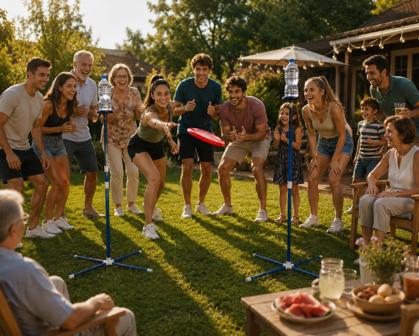Frisbee Wurfspiel Set Outdoor Gartenspiel Geschicklichkeitsspiel Familienspiel