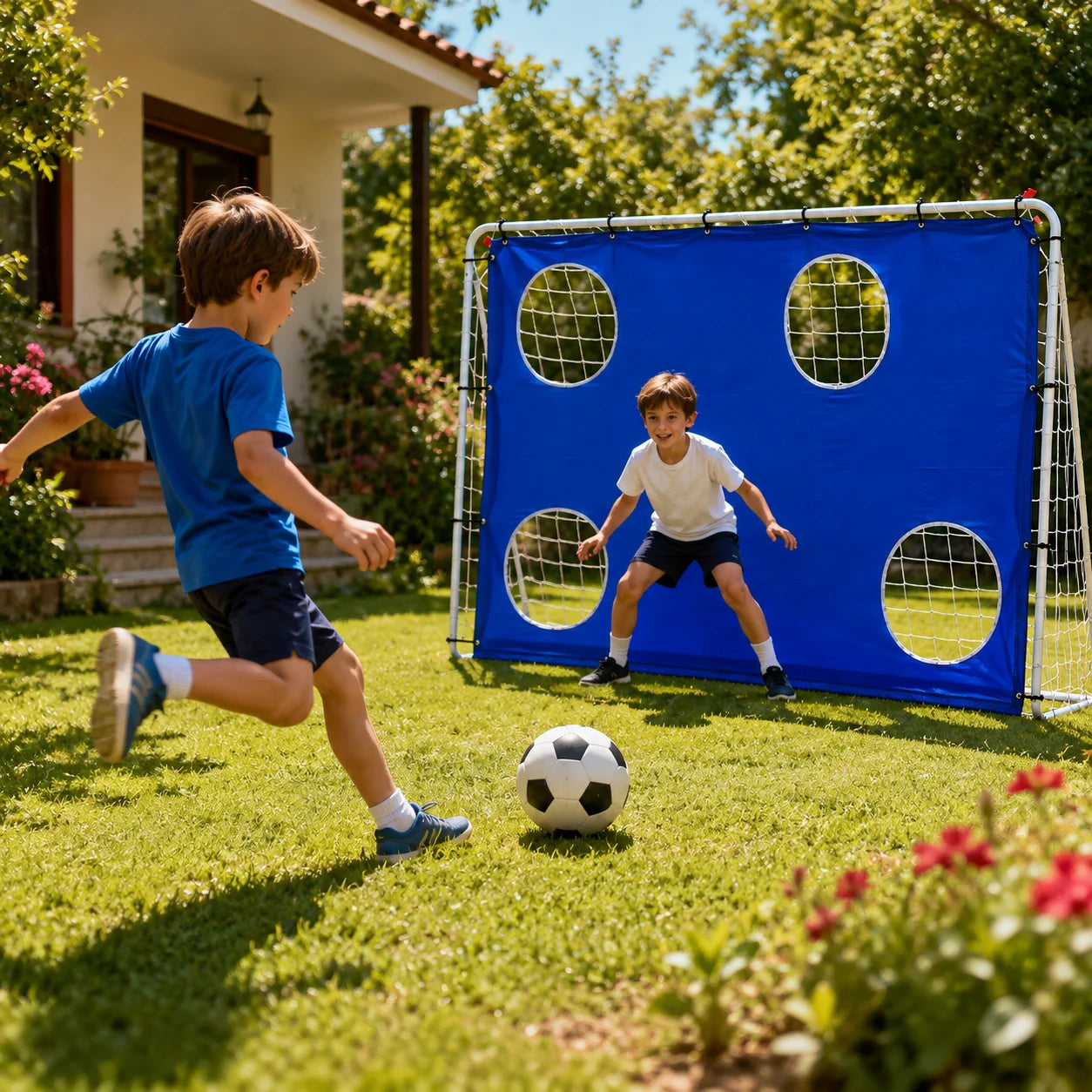 Fußballtor mit Torwand & Zielmatte 217x153 cm – Trainingsset für Garten & Kinder